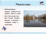 Половодье – период наивысшего уровня воды в реке Для большинства рек России бывает весной и связано с таянием снега и осадками