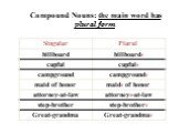 Compound Nouns: the main word has plural form