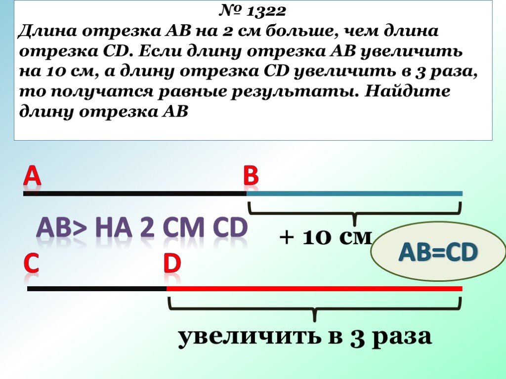 Отрезок длиной 3 3 4. Как записать длину отрезка. Задачи на увеличение отрезка. Отрезок в 4 раза больше. Длина отрезка АВ.