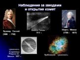 Наблюдение за звездами и открытие комет. Шарль Мессье (1730— 1817). Эдмонд Галлей (1656 – 1742). туманность Андромеды. Рисунок Ш. Мессье. 1807 г. Комета Галлея - 1910 г. Крабовидная туманность