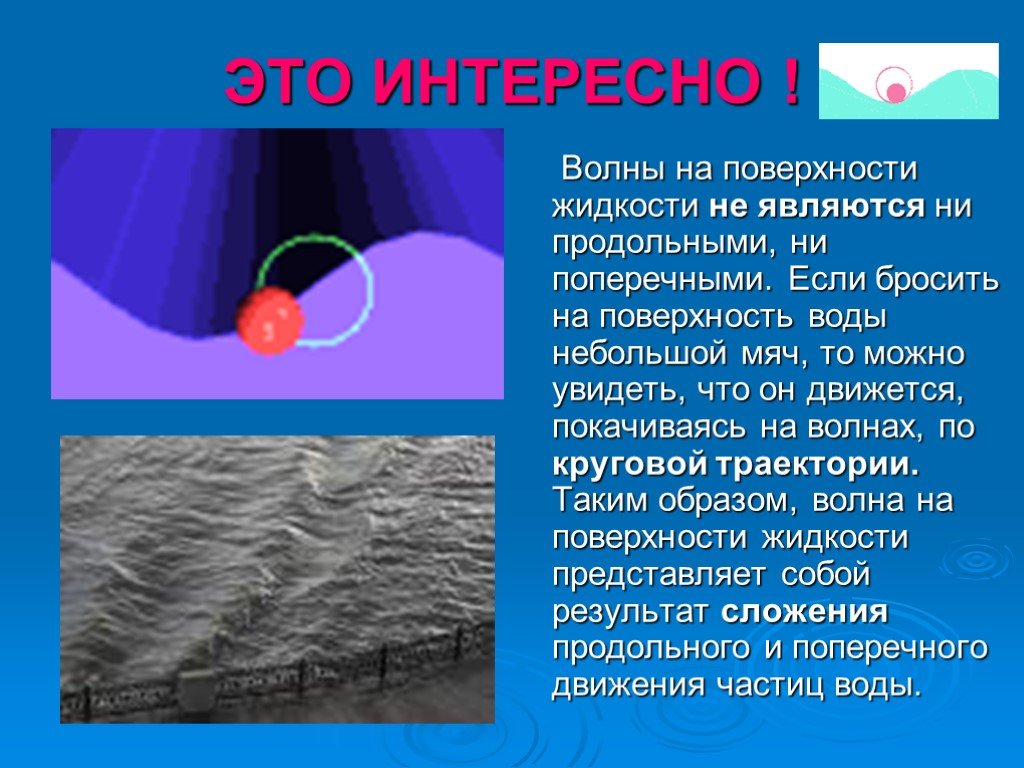 Волны распространяющиеся в жидкостях и газах. Распространение волн в воде. Распространение волн на поверхности воды. Поперечные волны в жидкости. Поперечные волны на поверхности воды.