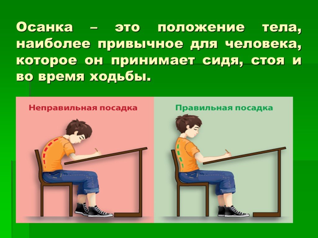 Презентация осанка для 1 класса