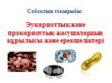 Сабақтың тақырыбы: Эукариоттық және прокариоттық жасушалардың құрылысы және ерекшеліктері