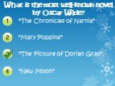 What is the most well-known novel by Oscar Wilde? “The Chronicles of Narnia” “Mary Poppins” “The Picture of Dorian Gray” “New Moon”