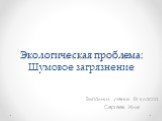 Экологическая проблема: Шумовое загрязнение. Выполнил ученик 8г класса Сергеев Илья