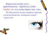 В русском языке есть равнозначное горизонту слово – окоём: то, что охватывает око, глаз. В обыденной жизни понятие горизонт отождествляется с понятием линия горизонта.