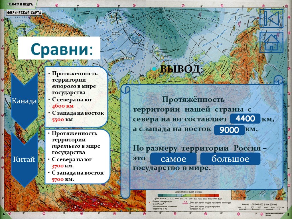 Площадь россии с севера на юг