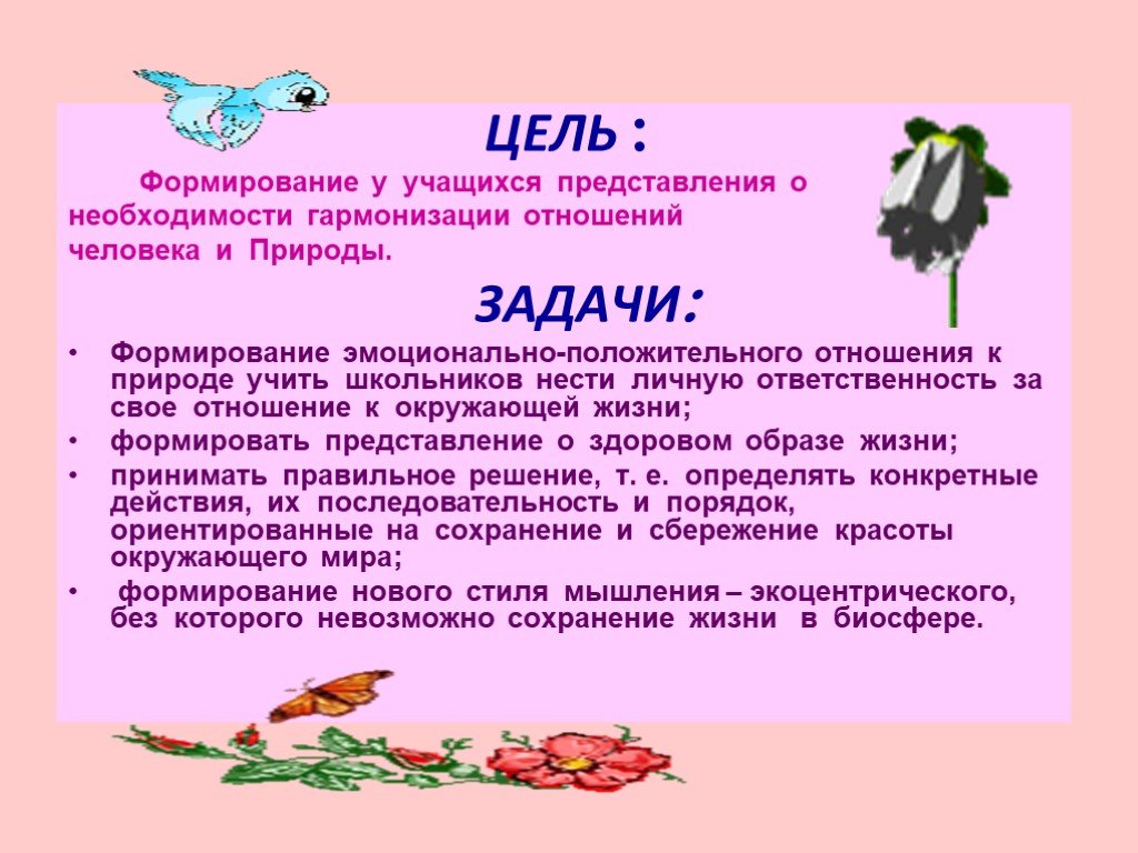 Природа цели и задачи