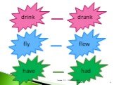 drink drank fly flew have had