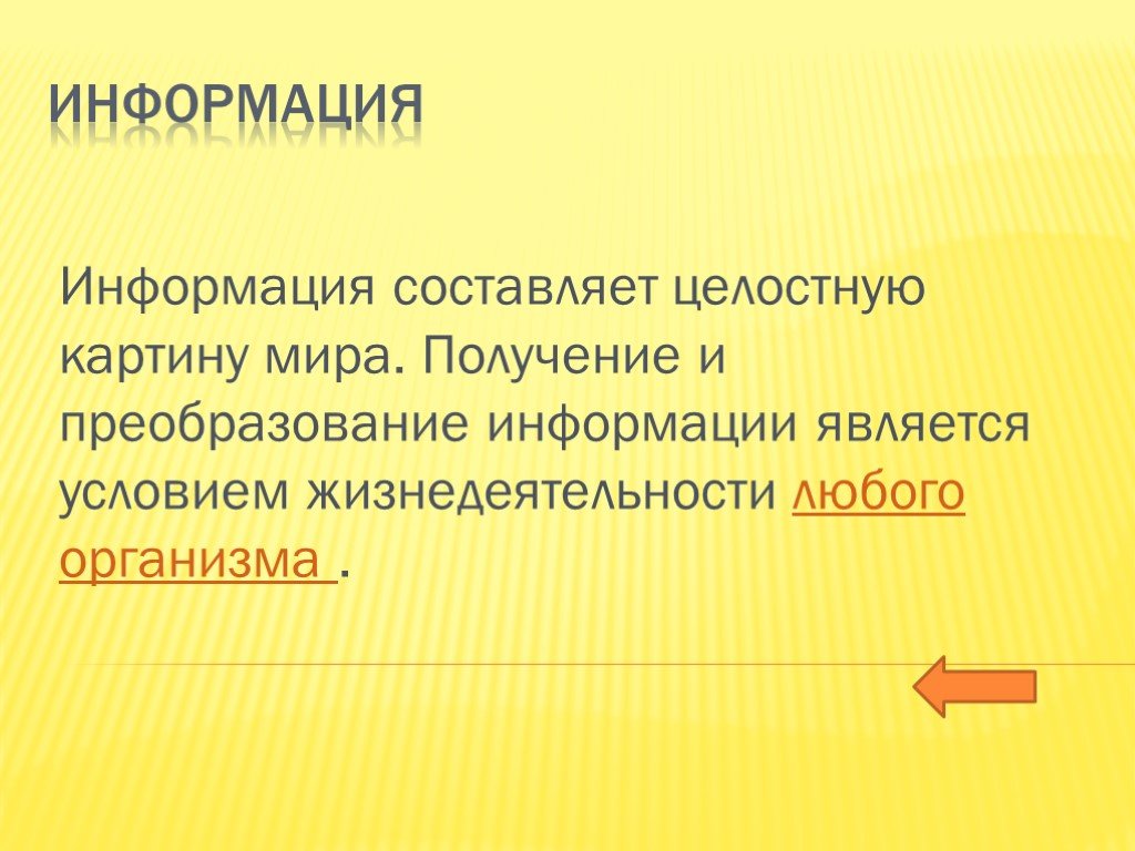 Информация составлена. Необходимое условие жизнедеятельности любого организма Информатика.