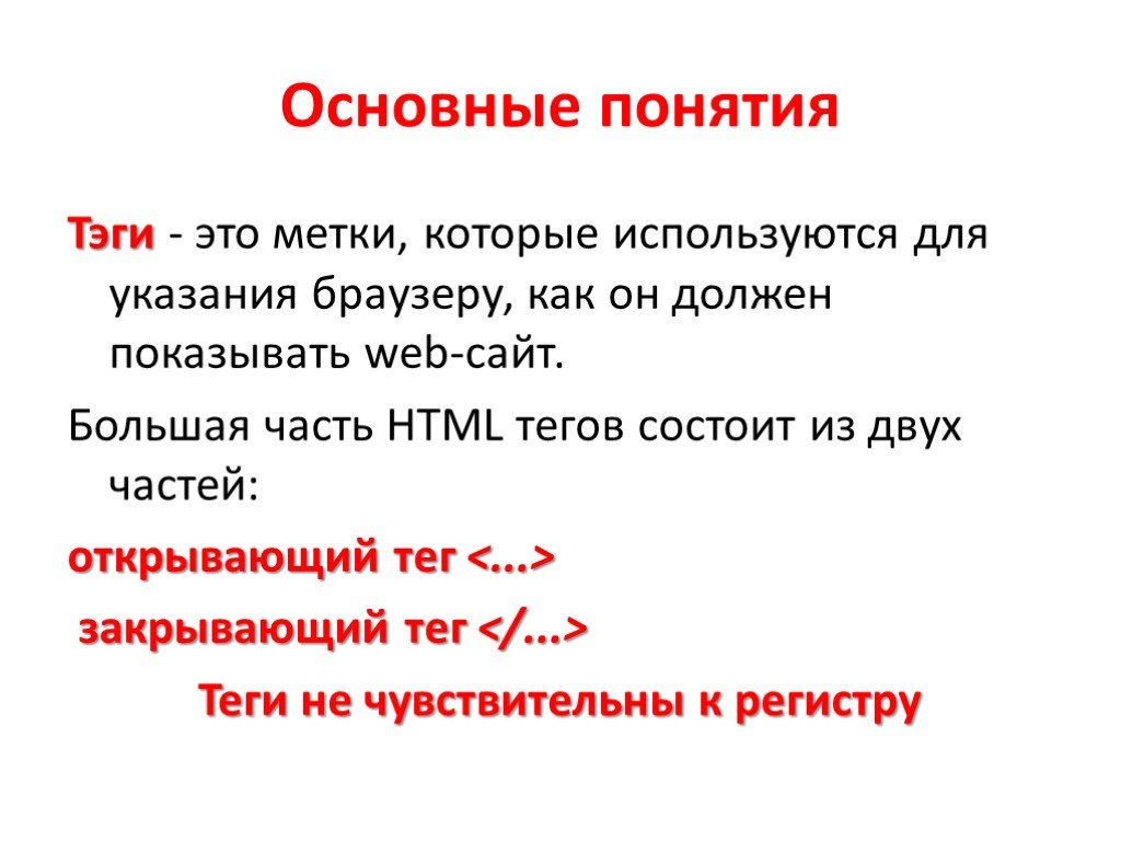 Практическая работа по html. Понятие о языке html. Html. Основные понятия. Тэг. Открывающий тег.