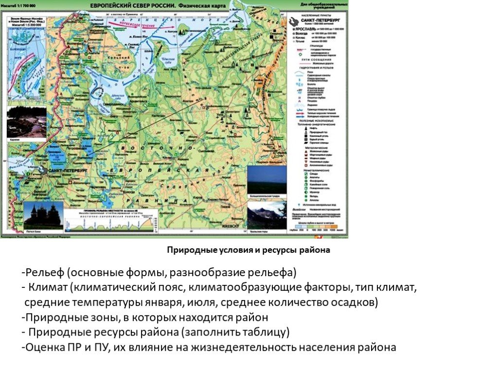 Богатство европейского севера. Карта рельефа европейского севера России. Формы рельефа европейского севера на карте.