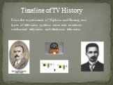 From the experiments of Nipkow and Rosing, two types of television systems came into existence: mechanical television and electronic television.