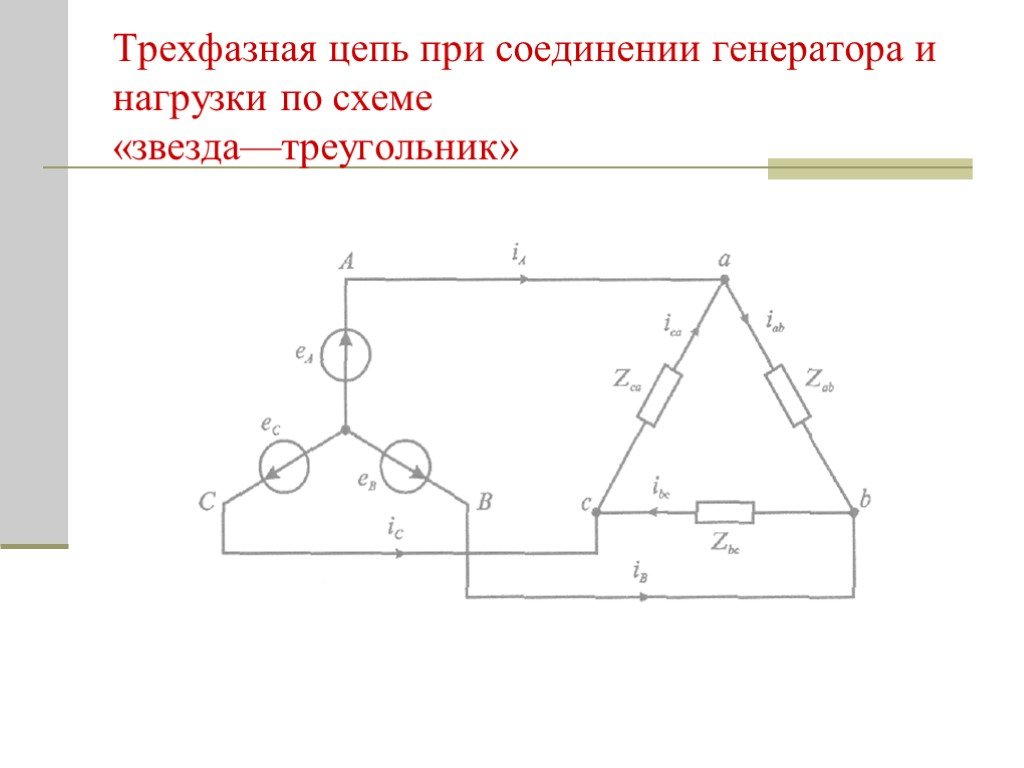Трехфазная цепь соединенная треугольником. Соединение нагрузки трехфазных цепей звездой и треугольником. Трёхфазная цепь треугольник-звезда фазные напряжения. Схема соединения звездой и треугольником в трехфазной цепи. Трехфазная электрическая цепь схема звезда.