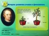 История развития учения о фотосинтезе. 1579–1644г.р. Ван Гельмонт Фламандский врач и химик.