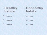 Healthy habits ……. ……. ……. Unhealthy habits …… …… ……