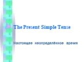 The Present Simple Tense. Настоящее неопределённое время