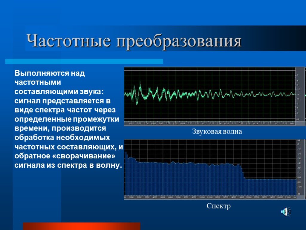 Преобразование звуковых волн. Частотные преобразования звука. Спектральная обработка сигналов. Преобразование частоты сигнала. Спектр звуковых частот.