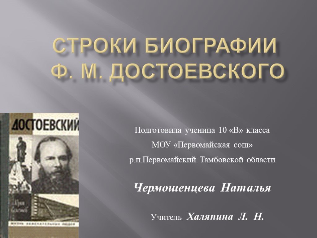 Биография достоевского презентация 10 класс