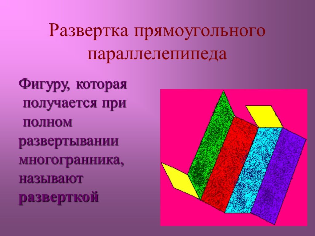 Любой прямоугольный. Развертка параллелепипеда. Презентация развертка прямоугольного параллелепипеда. Многогранник прямоугольник развертка. Развертки многогранников прямоугольный параллелепипед.