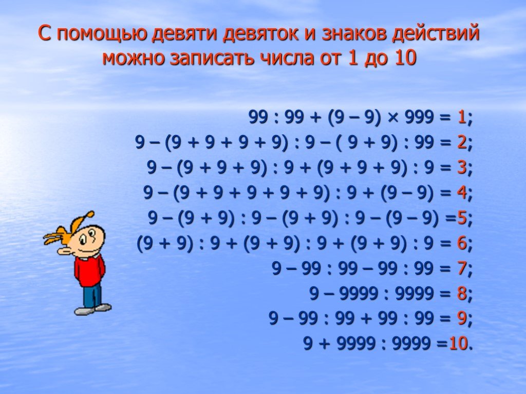 От 1 до 9 используя. С помощью ........чисел и знаков действий. Как можно записать числа. Числа с помощью пятерок. Запись числа с помощью пятерок.