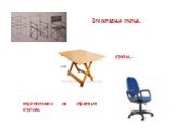 В физике параллелограмм применяют при изучении разложения сил, при нахождении равнодействующей силы. Это складные стулья,.. подлокотники на офисных стульях. столы,..