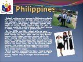 Philippines. School uniforms are common in Philippines schools for both elementary and high school, as well as a few colleges. For boys, a school uniform normally consists of a white shirt with short sleeves and slacks of either khaki, black or blue. For girls, a uniform would be a white blouse with