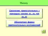 Сравнение прилагательных с помощью союзов as…as, not as..as. Абсолютная форма притяжательных местоимений