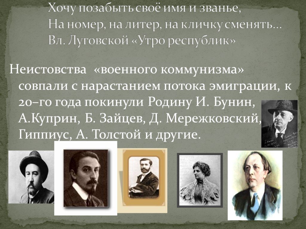 Презентация литература 20 века в россии