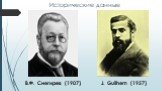 Исторические данные. В.Ф. Снегирев (1907) J. Guilhem (1957)