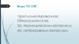 Виды ТО СВТ: регламентированное; периодическое; с периодическим контролем; с непрерывным контролем.