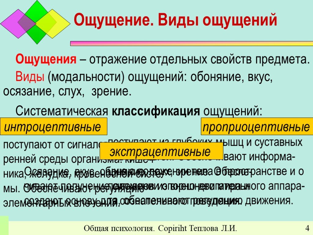 Ощущение презентация по психологии