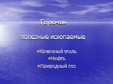 Горючие полезные ископаемые. Каменный уголь Нефть Природный газ