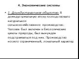 1. Доиндустриальное общество. В доиндустриальную эпоху господствовало натуральное сельскохозяйственное производство. Человек был включен в биологические циклы природы, был вынужден подстраиваться под них. Производство носило ограниченный, локальный характер.