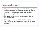 Задается некоторый уровень прибыли (убытка) к определенному моменту во времени. Успех проекта – превышение заданной прибыли (сокращение убытка). Эта цель яснее, ближе и ее осуществление легче проверить. Все текущие решения определяются тем, повышаем мы или понижаем прибыль к этому моменту.