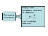 Плотность населения. распределение численности населения по территории где П – площадь территории.