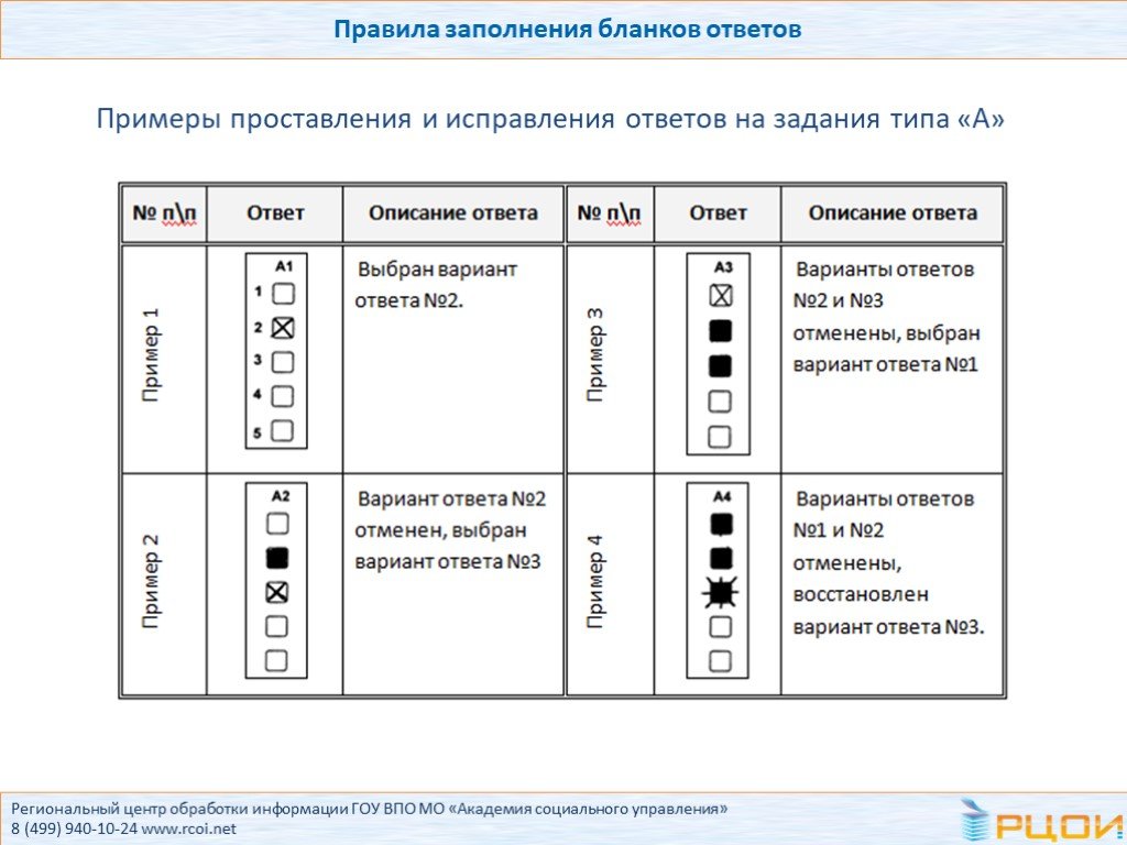 Виды ответов примеры