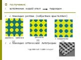 получение: заполнение водой опал гидрофан с помощью реплик («обратные кристаллы») с помощью оптической литографии. двуокись кремния реплика с покрытием. «дровяные поленницы». (а) (б) (в)