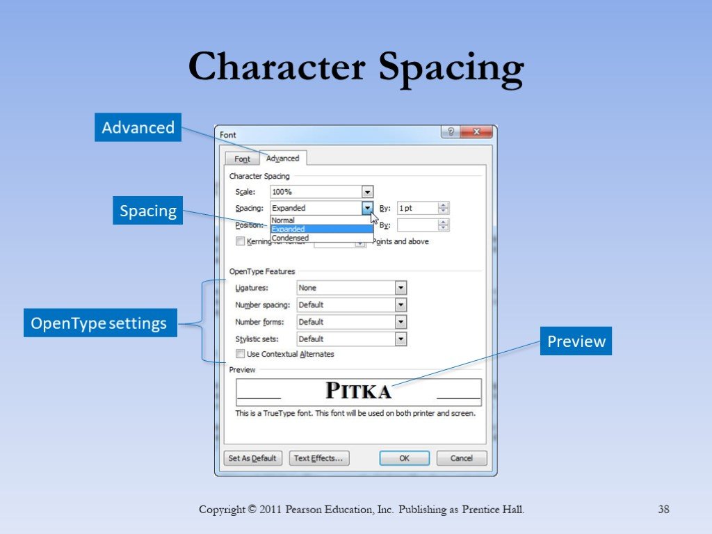 Spacing's. Spacing. Spacing settings.