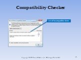 Compatibility Checker List of incompatible items