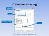 Character Spacing Spacing OpenType settings