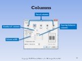 Columns Preset columns Number of columns Spacing between columns Column width