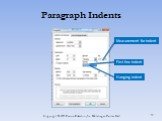 Paragraph Indents Hanging indent First line indent Measurement for indent