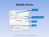 Modify Styles Style name Format specifications Format