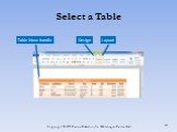 Select a Table Table Move handle Design Layout