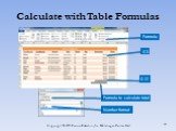 Calculate with Table Formulas G3 G12 Formula to calculate total Formula Number format