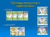Примеры продуктов с пребиотиками. ГОС/ФОС Инулин/ ФОС