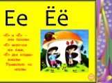 Ее Ёё. «Е» и «Ё» - они похожи: «Е» колючая как ёжик, «Ё» две ягодки-заколки Приколола на иголки.