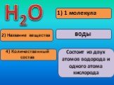 воды. Состоит из двух атомов водорода и одного атома кислорода