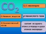 углекислого газа. состоит из одного атома углерода и двух атомов кислорода